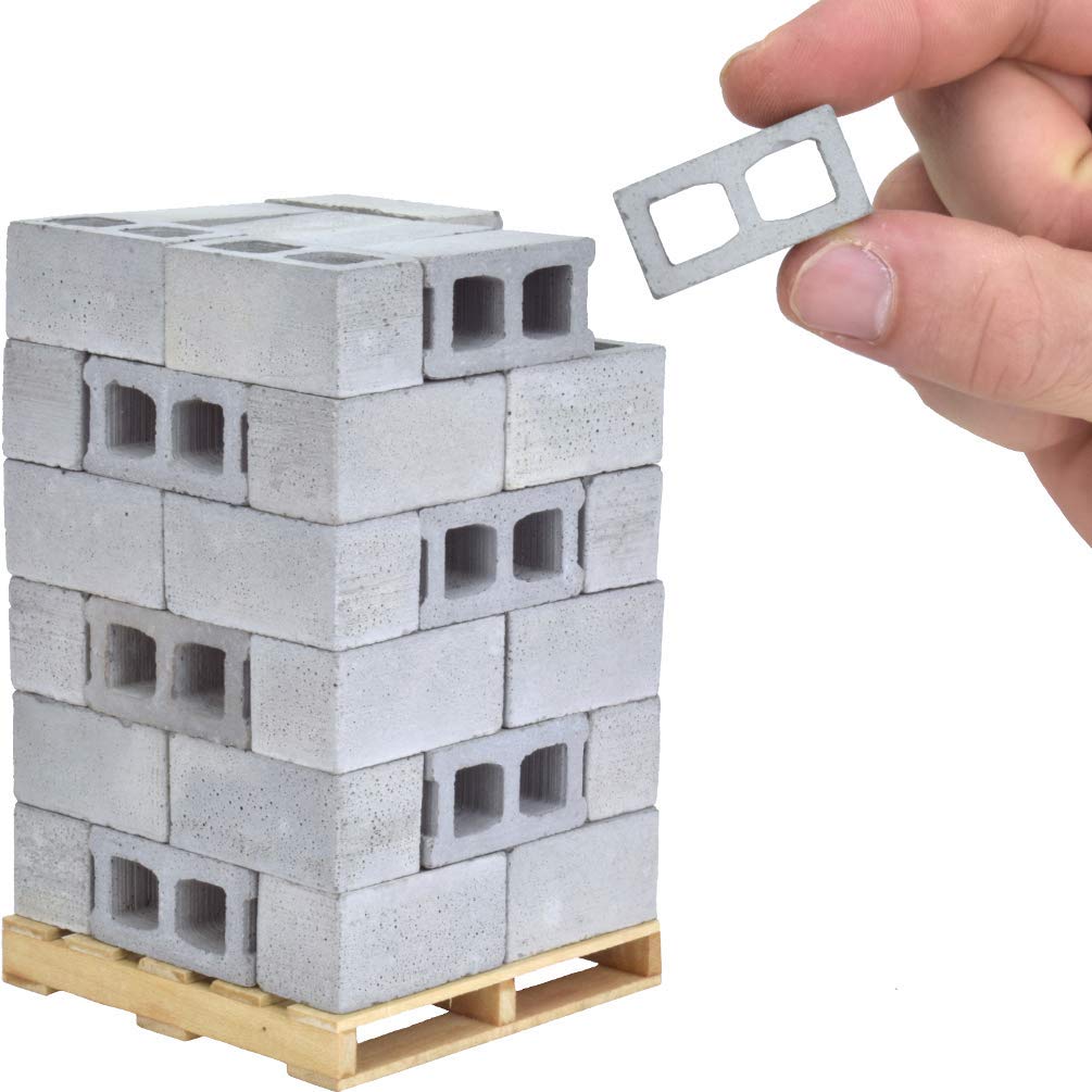 1:12 Scale Mini Cement Cinder Blocks with Wooden Pallet | Real Concrete