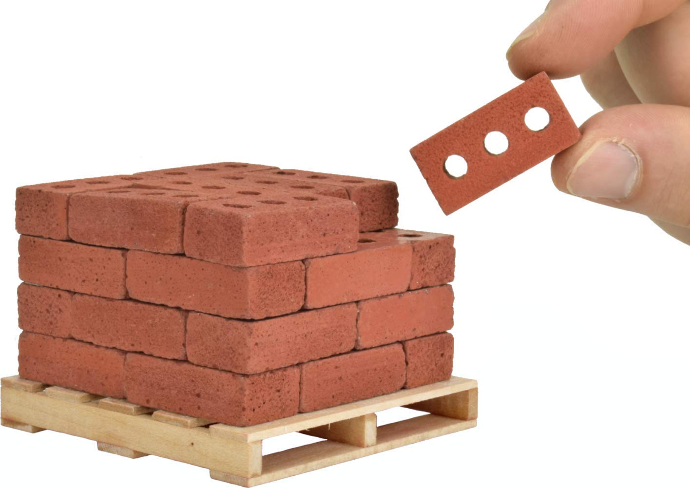 Mini Cement Red Bricks with Pallet – 1:6 Scale Real Concrete Bricks for Diorama, Dollhouse & Model Building