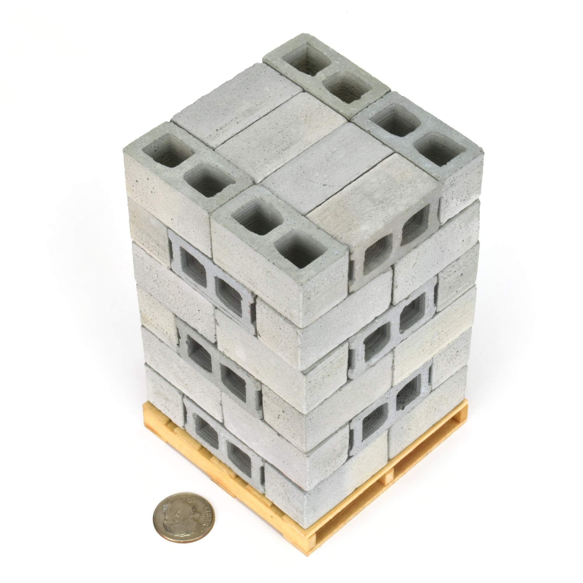 Mini Cement Cinder Blocks with Pallet – 1:12 Scale Real Concrete Blocks for Diorama, Dollhouse & Model Building