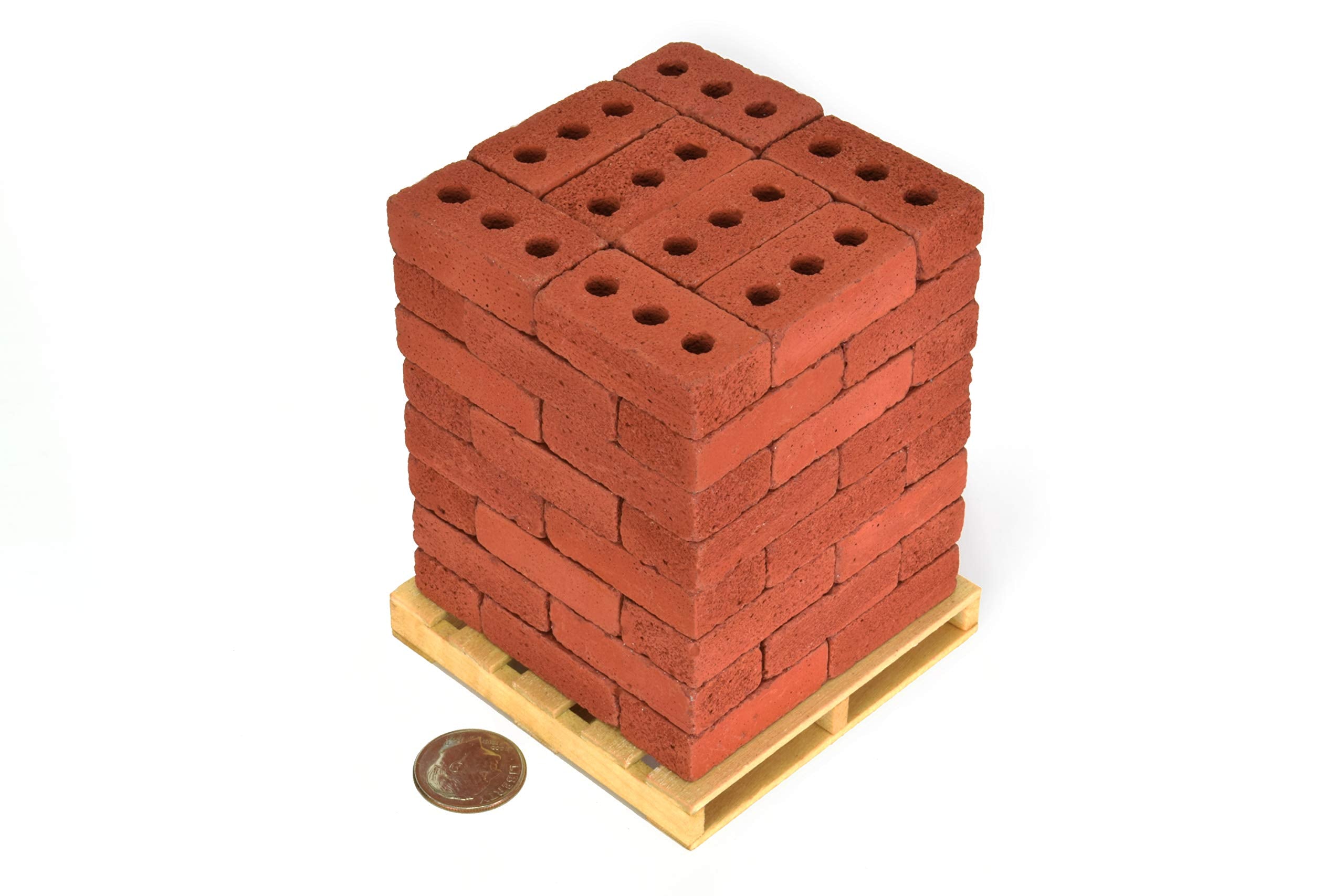 Mini Cement Red Bricks with Pallet – 1:6 Scale Real Concrete Bricks for Diorama, Dollhouse & Model Building