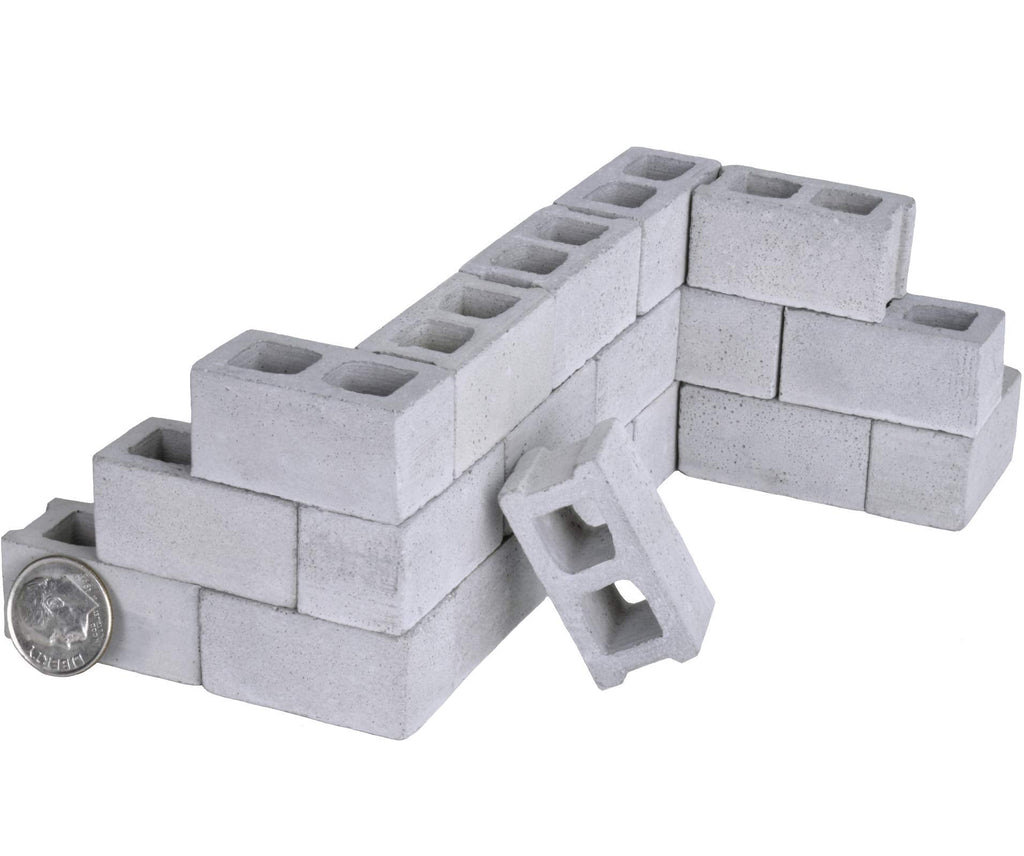 Mini Cement Cinder Blocks with Pallet – 1:12 Scale Real Concrete Blocks for Diorama, Dollhouse & Model Building