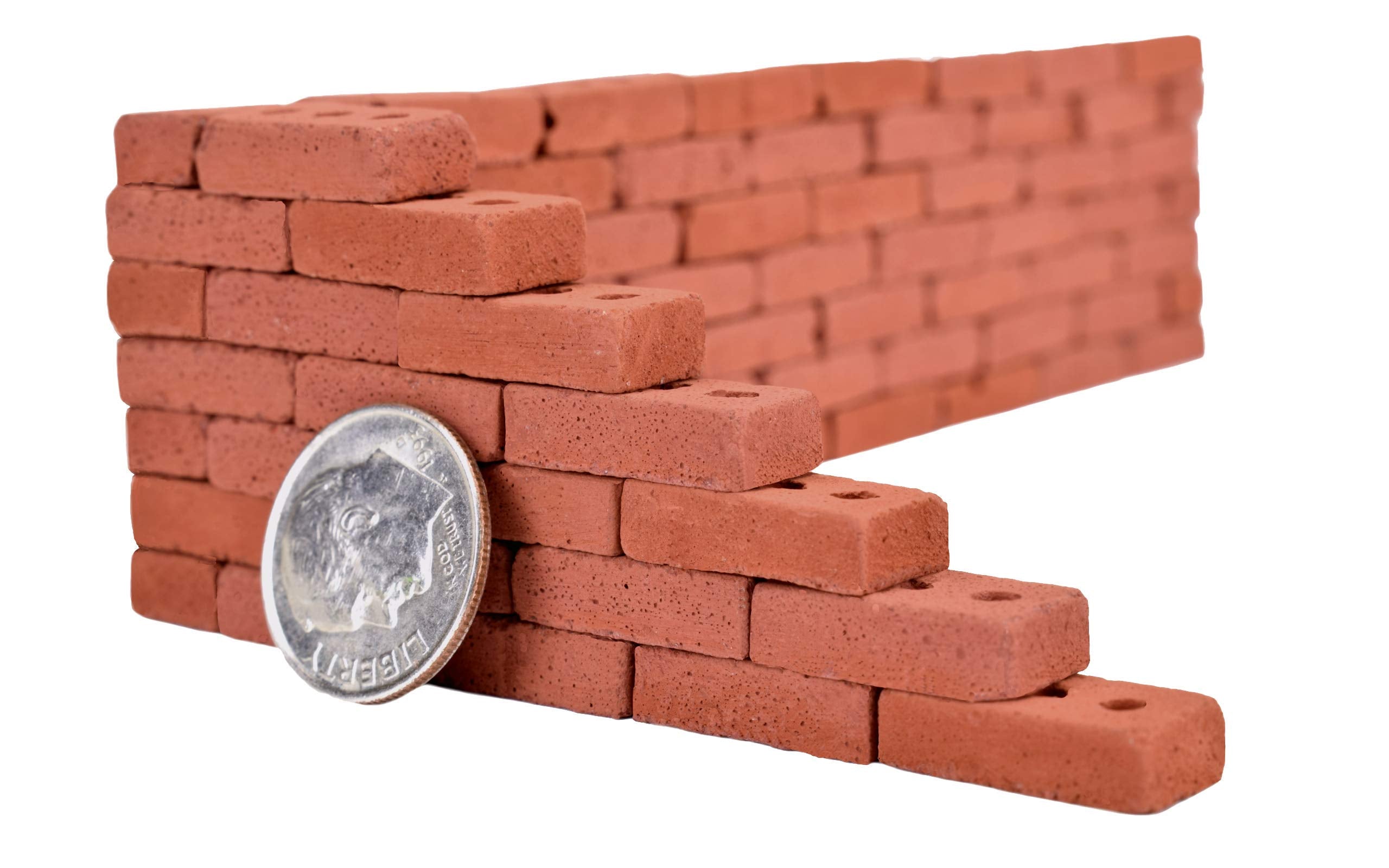 Mini Cement Red Bricks with Pallet – 100 Pack, 1:12 Scale Real Concrete Bricks for Diorama, Dollhouse & Model Building
