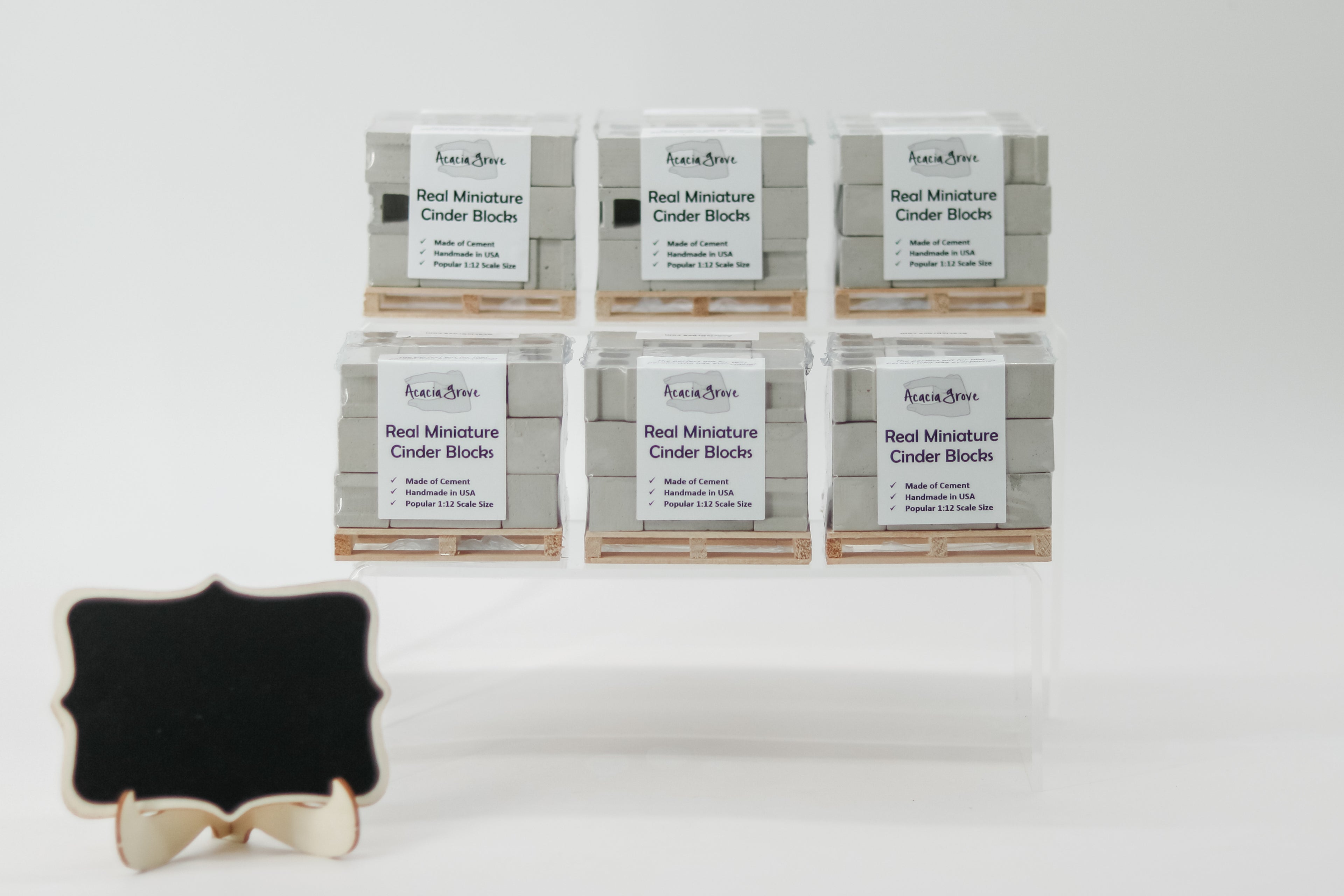 1:12 Scale Mini Cement Cinder Blocks with Wooden Pallet | Real Concrete