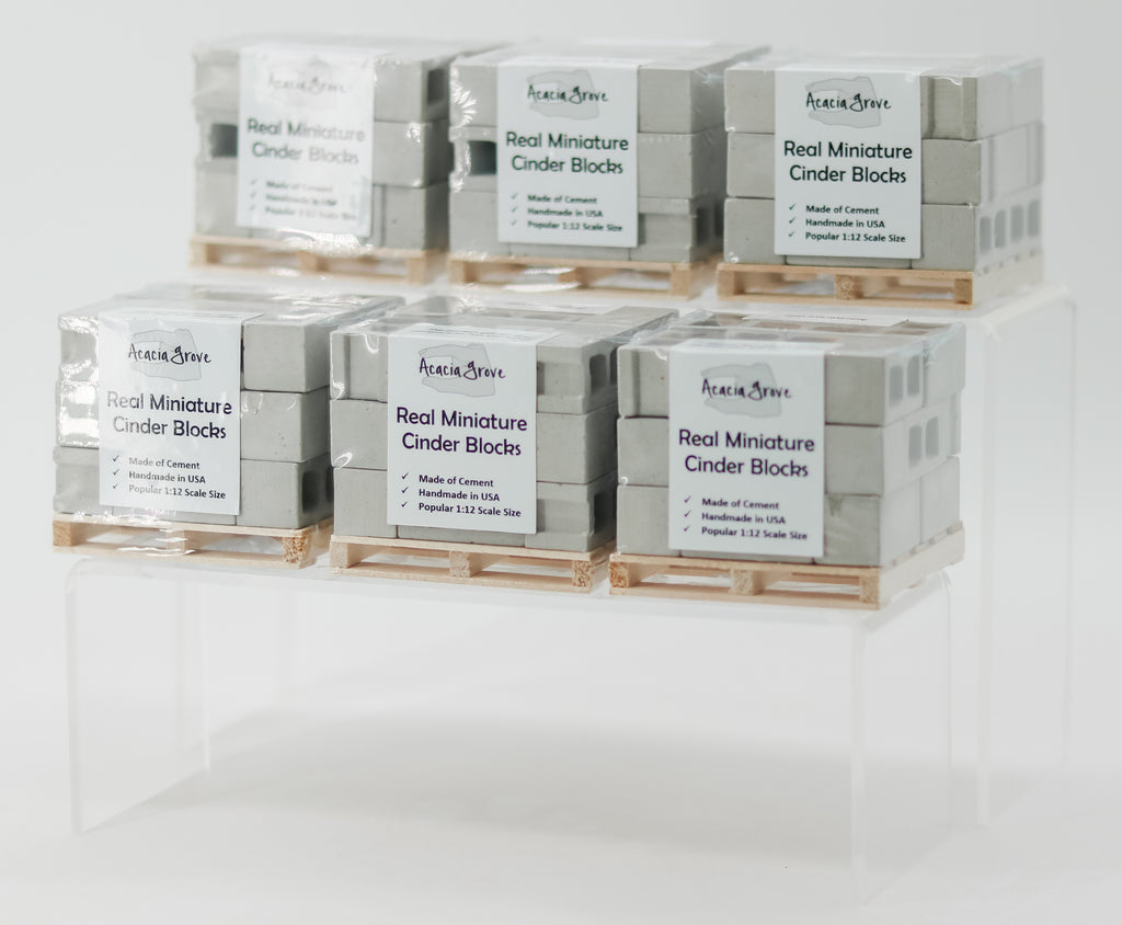 1:12 Scale Mini Cement Cinder Blocks with Wooden Pallet | Real Concrete