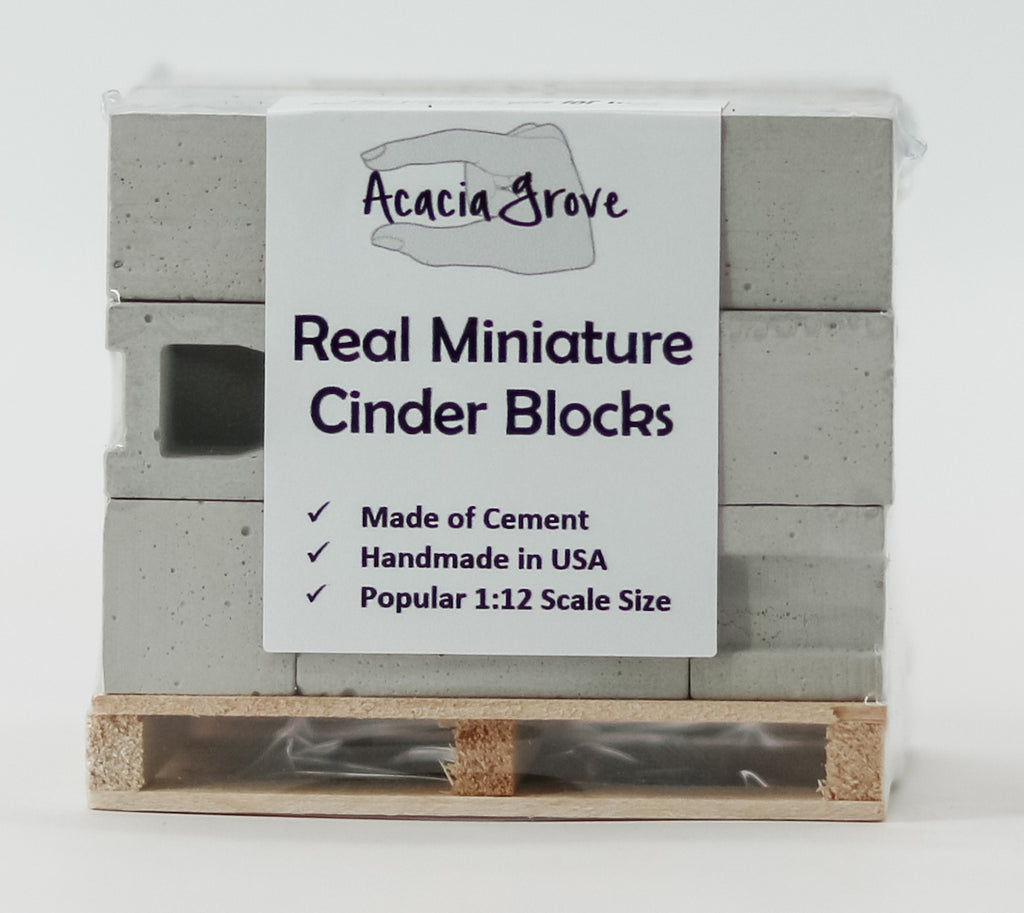 1:12 Scale Mini Cement Cinder Blocks with Wooden Pallet | Real Concrete