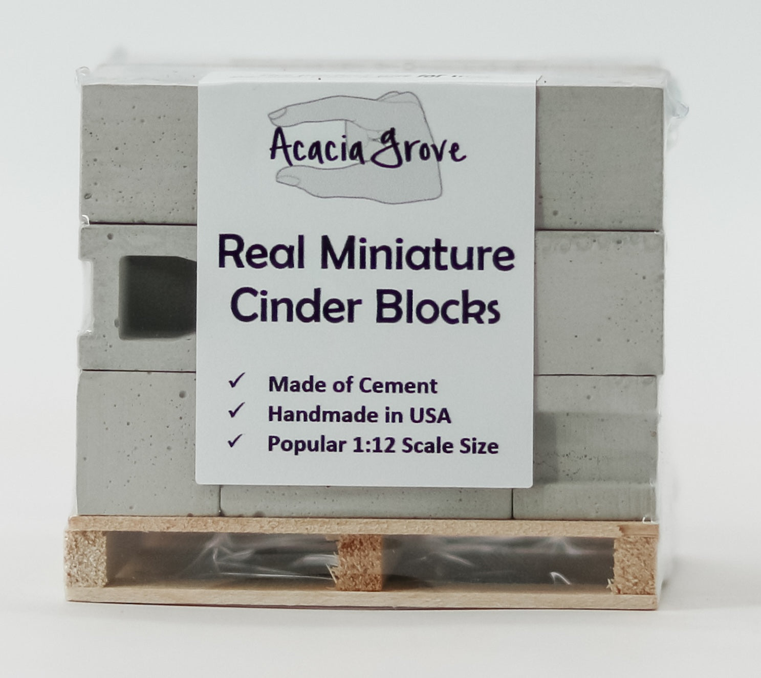 1:12 Scale Mini Cement Cinder Blocks with Wooden Pallet | Real Concrete