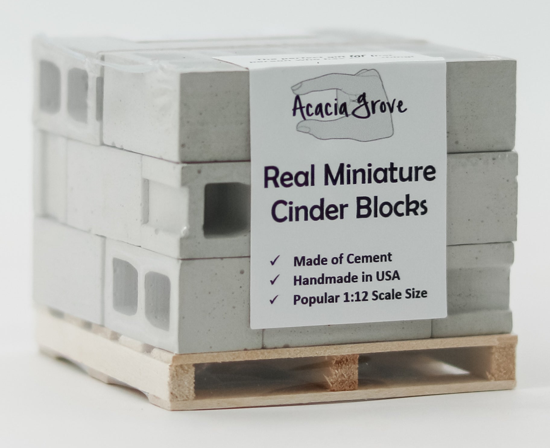 1:12 Scale Mini Cement Cinder Blocks with Wooden Pallet | Real Concrete