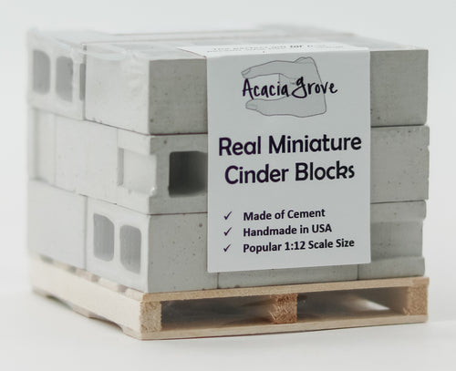 1:12 Scale Mini Cement Cinder Blocks with Wooden Pallet | Real Concrete