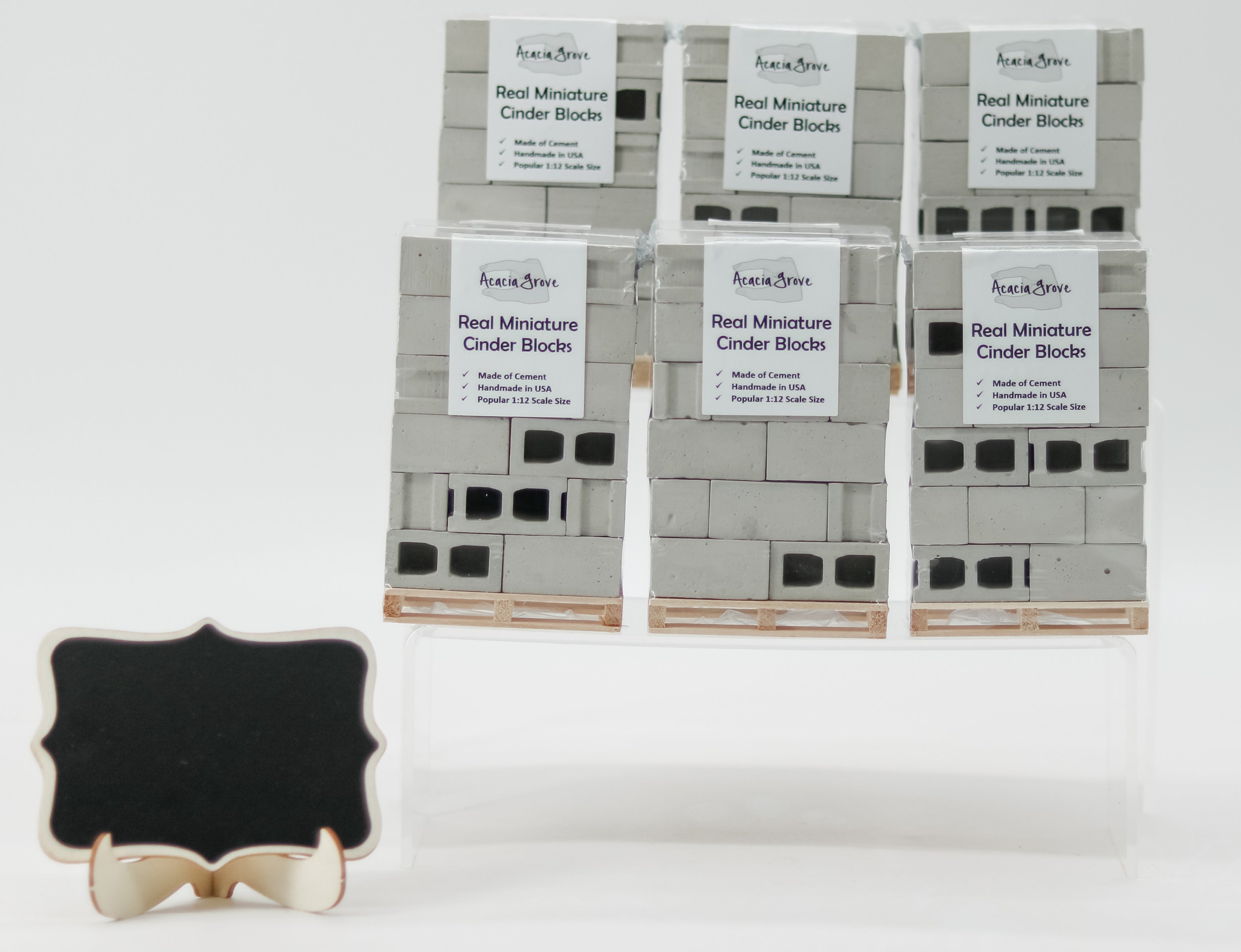 1:12 Scale Mini Cement Cinder Blocks with Wooden Pallet | Real Concrete