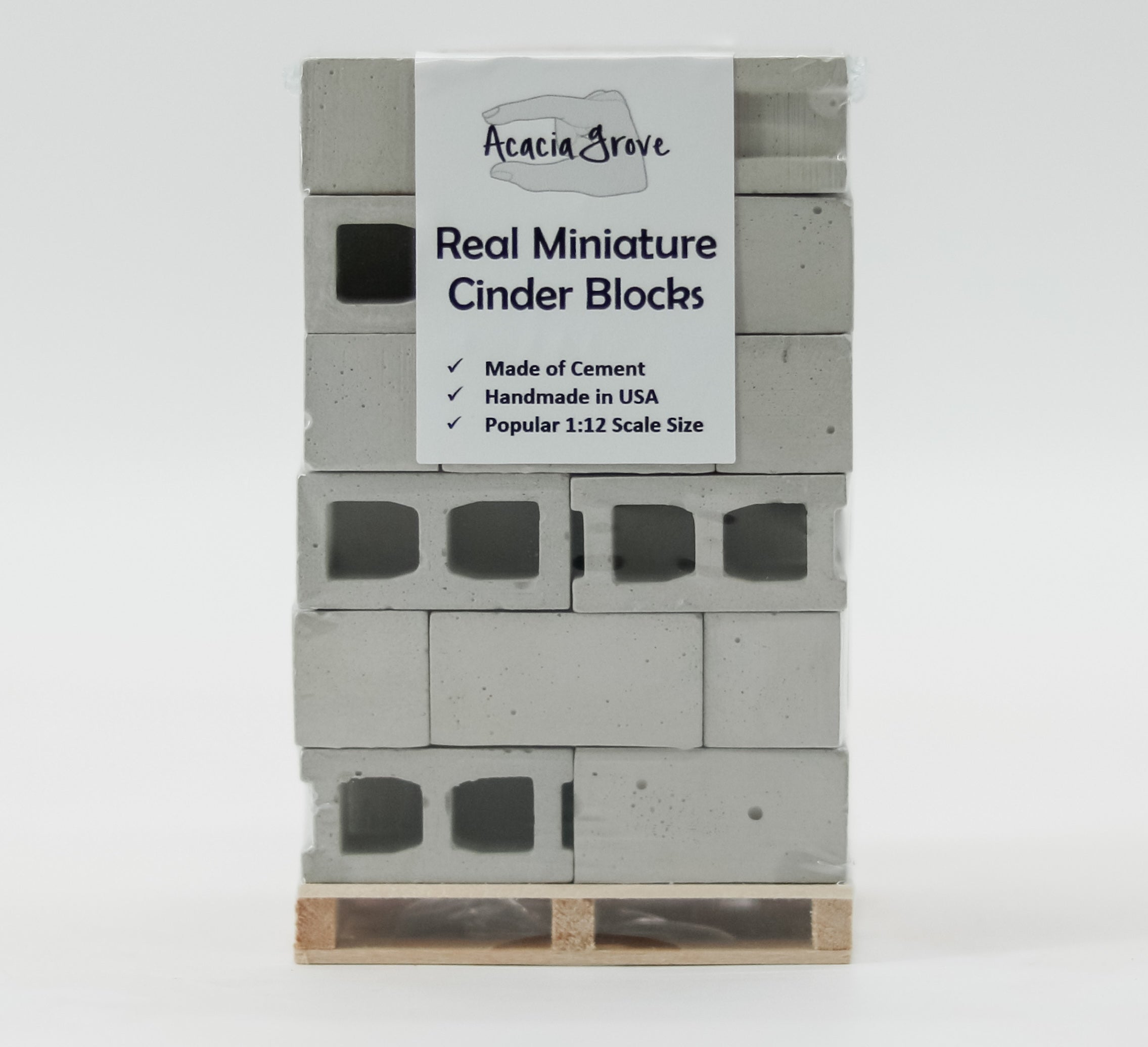 1:12 Scale Mini Cement Cinder Blocks with Wooden Pallet | Real Concrete