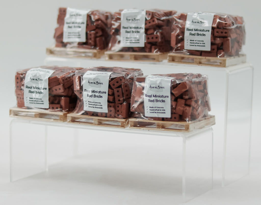 1:12 Scale Mini Cement Red Bricks with Wooden Pallet | Real Concrete | 200 Pack