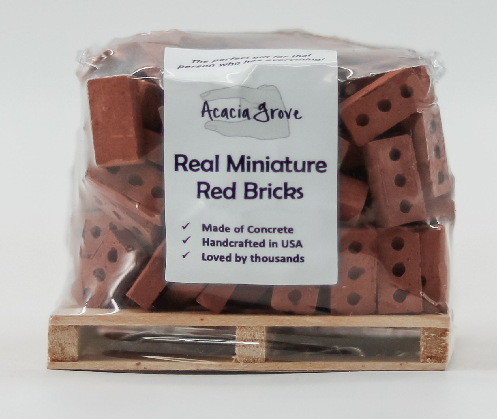 1:12 Scale Mini Cement Red Bricks with Wooden Pallet | Real Concrete | 200 Pack