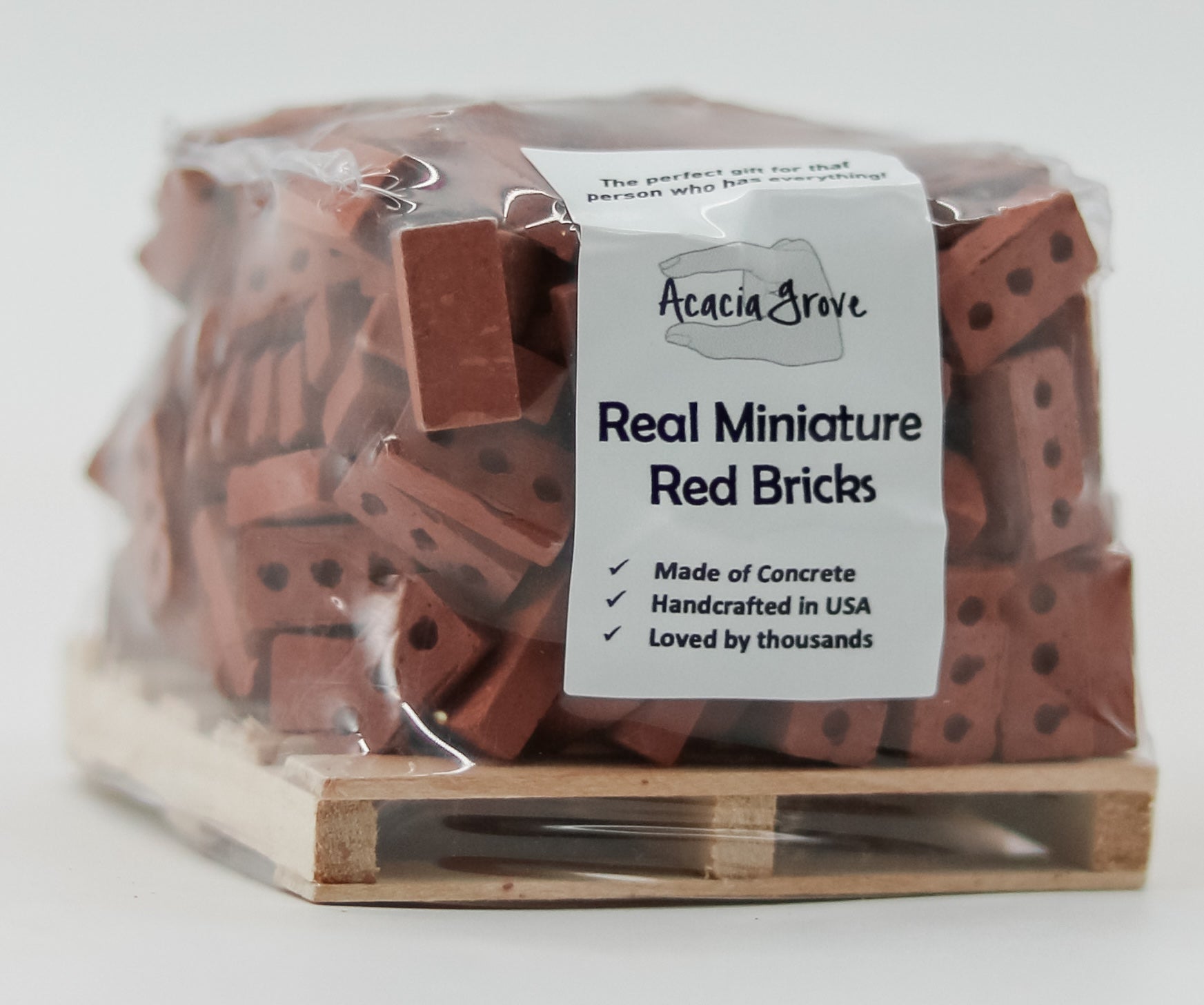 1:12 Scale Mini Cement Red Bricks with Wooden Pallet | Real Concrete | 200 Pack