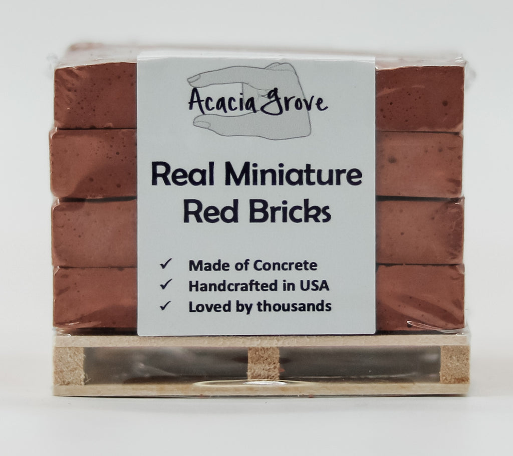 1:6 Scale Mini Cement Red Bricks with Wooden Pallet | Real Concrete