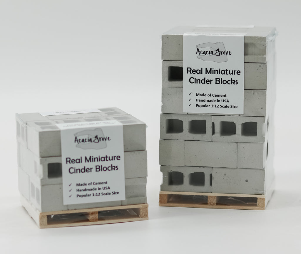 1:12 Scale Mini Cement Cinder Blocks with Wooden Pallet | Real Concrete