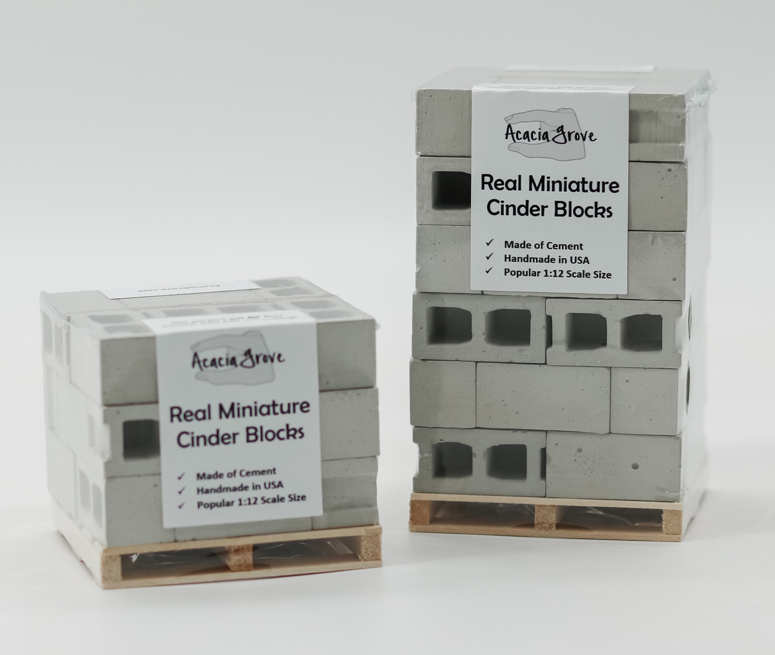 1:12 Scale Mini Cement Cinder Blocks with Wooden Pallet | Real Concrete