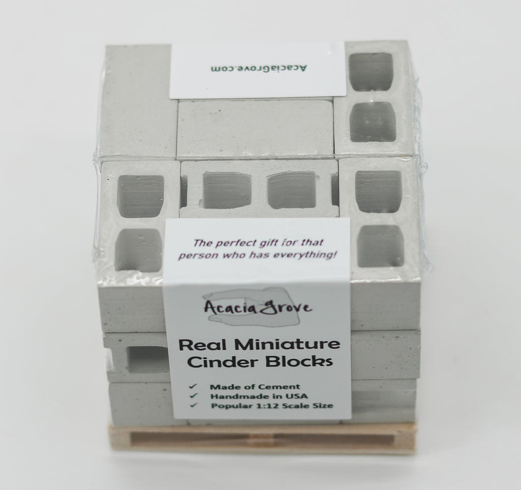 1:12 Scale Mini Cement Cinder Blocks with Wooden Pallet | Real Concrete