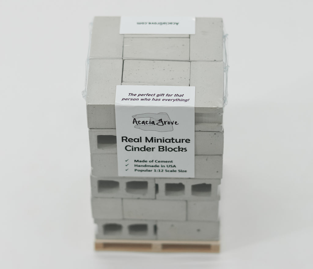 1:12 Scale Mini Cement Cinder Blocks with Wooden Pallet | Real Concrete