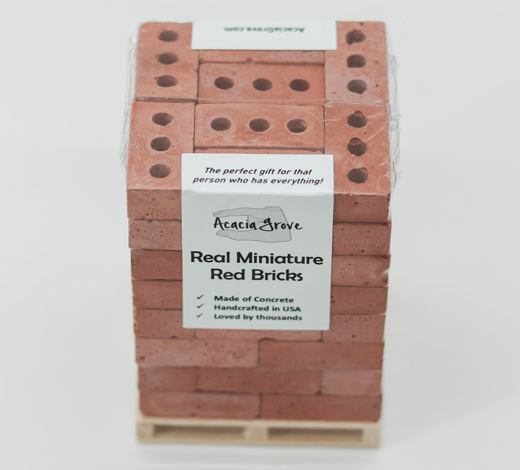 1:6 Scale Mini Cement Red Bricks with Wooden Pallet | Real Concrete