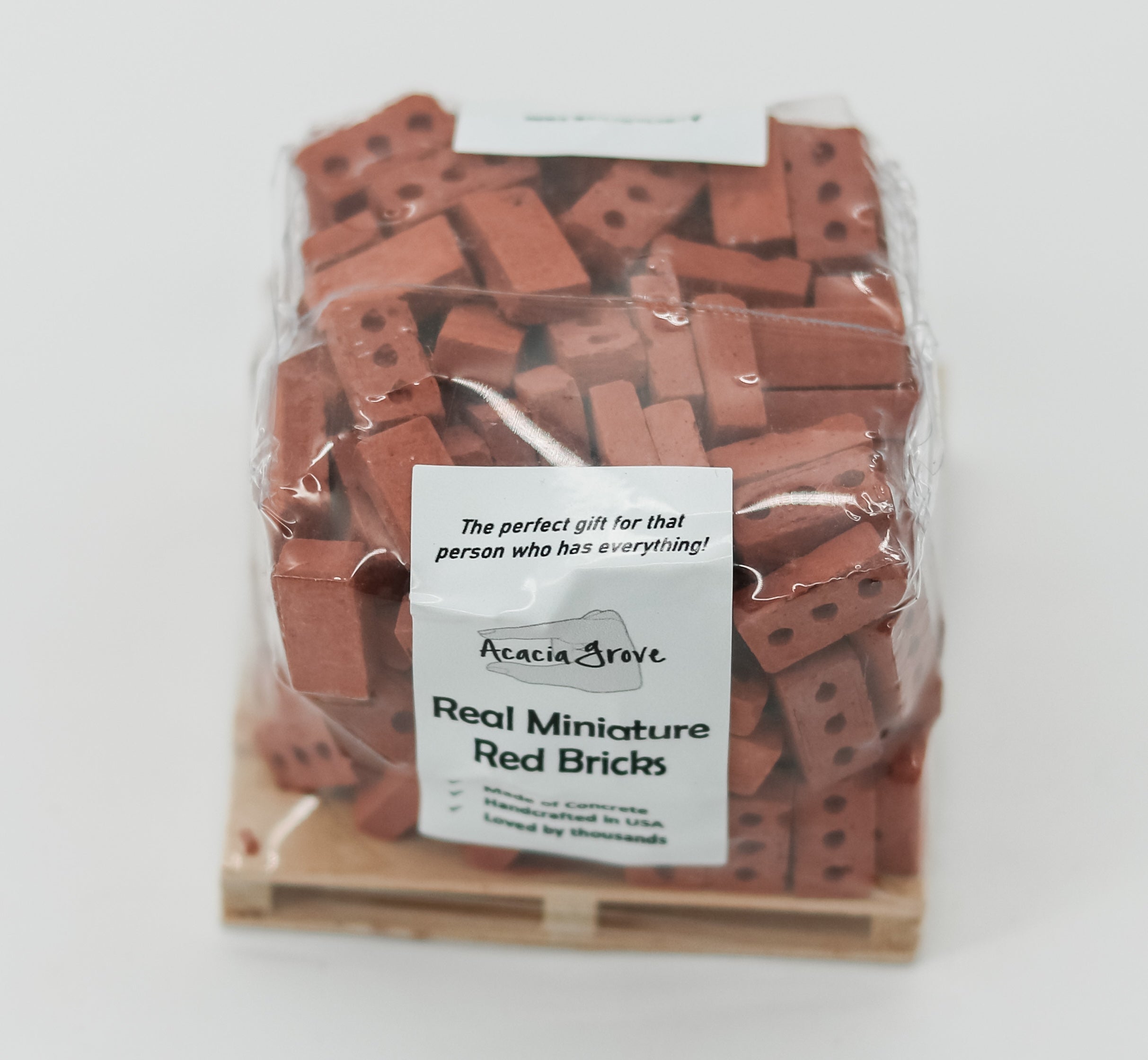 1:12 Scale Mini Cement Red Bricks with Wooden Pallet | Real Concrete | 200 Pack