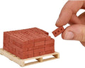 Mini Cement Red Bricks with Pallet – 100 Pack, 1:12 Scale Real Concrete Bricks for Diorama, Dollhouse & Model Building